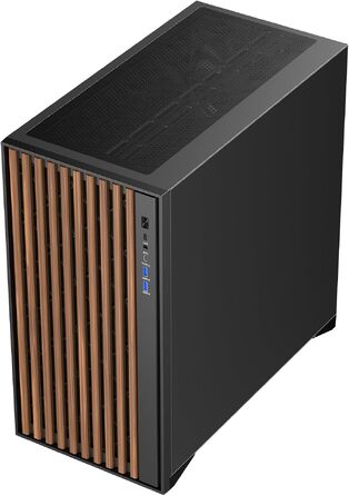 Ігровий корпус Itek Woody Gaming Tower ATX, 3x14см вентилятори, USB 3.0, Type-C, дерев'яна передня панель, загартоване скло, чорний