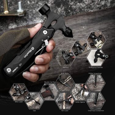Мультитул 14-в-1 для чоловіків: кемпінговий аксесуар, подарунок на день народження, Різдво, подарунок для тата. Мультиінструмент-молоток для виживання