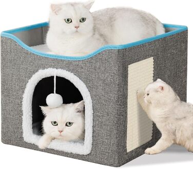 Будиночок для котів FURRYPAWS - затишний будиночок для котів для дому та вулиці, ідеальний для котів та кошенят, стабільна конструкція, сірий, на 2 котів