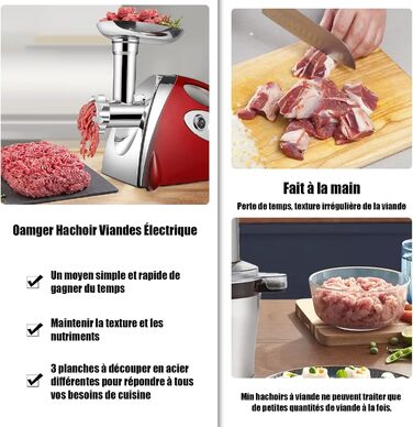 Electric Meat Grinder 2800W 3-in-1 Stainless Steel Meat Grinder with 3 Plates (3mm, 5mm, 7mm) Kubbe Attachment & Sausage Stuffer - 80kg/hr