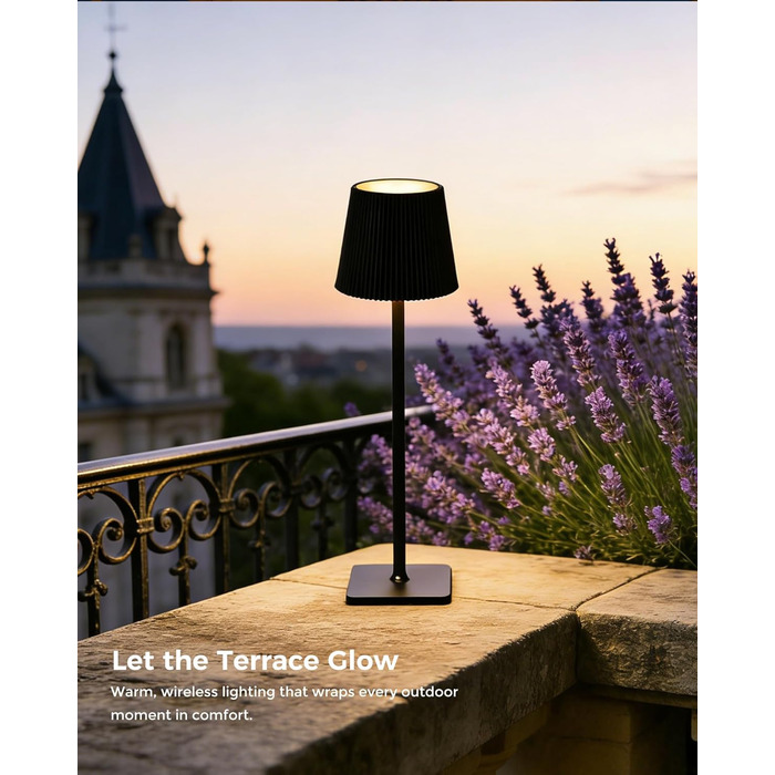 Світлодіодна настільна лампа бездротова LED для вулиці та дому, димована, з акумулятором 5200mAh, водонепроникна IP54, чорна
