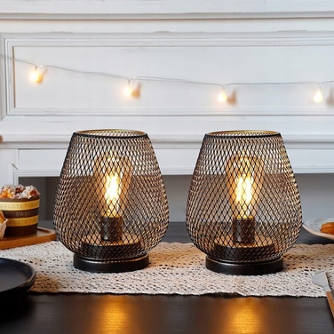 Набір з 2 металевих ліхтарів-світильників LED на батарейках, бездротові