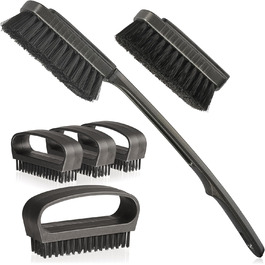 Набір ручних щіток Hausfelder для душу: жорсткі, для нігтів та спини, з ручкою, чорний антрацит, матовий