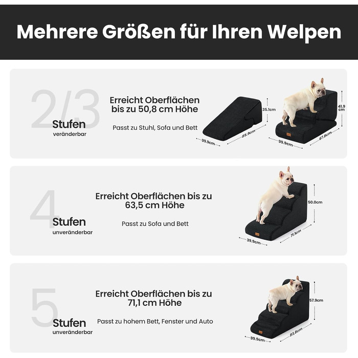 Сходинка для собак Gardner Pet - 3 сходинки, 35/42 см, з водонепроникним покриттям, для ліжка, дивану, крісла