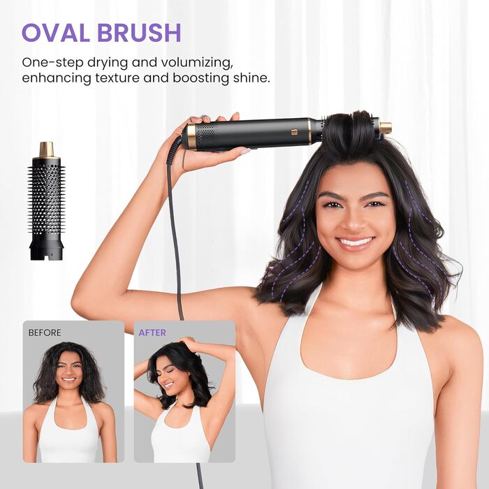 Мультистайлер для волосся 5 в 1 MogaWave Airstyler Airbrush Pro 1000W: фен-щітка, плойка та об'ємний стайлер з іонізацією, чорний
