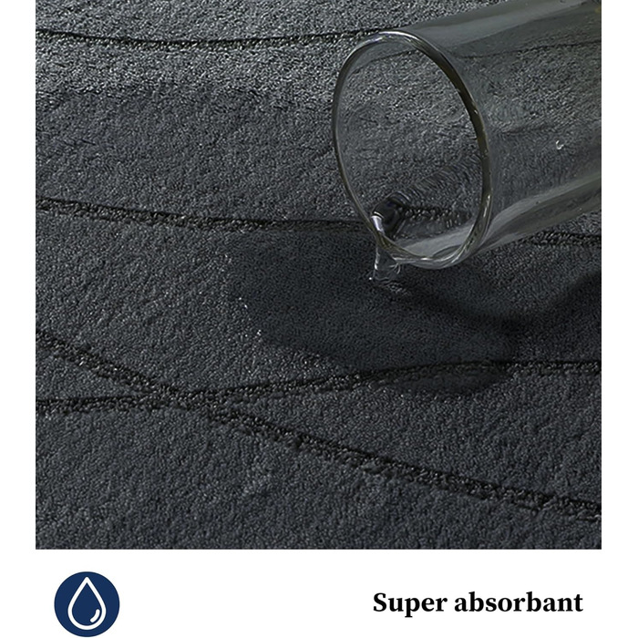 Килимок для ванної кімнати chakme з ефектом пам'яті (Memory Foam), нековзкий та вологопоглинаючий, темно-сірий, 43x61 см