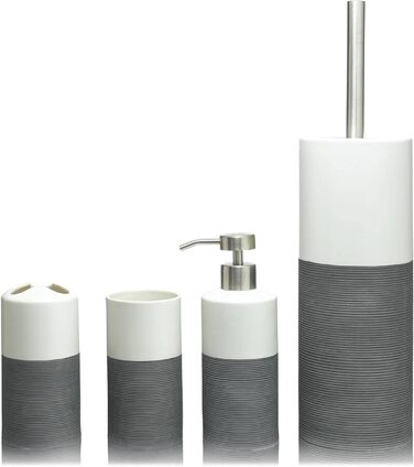 Набір для чищення унітазу Sealskin Doppio з натурального порцеляну, з алюмінієвою ручкою, без свердління, сірий (ручний малюнок)