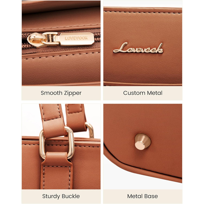 Сумка для ноутбука LOVEVOOK жіноча 17 дюймів, коричнева: ділова сумка, портфель, сумка для університету, школи, офісу