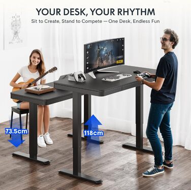 FLEXISPOT Electric Standing Desk with LED Display, Memory Function, USB Port & Drawer - 140x70cm, Luxury Black