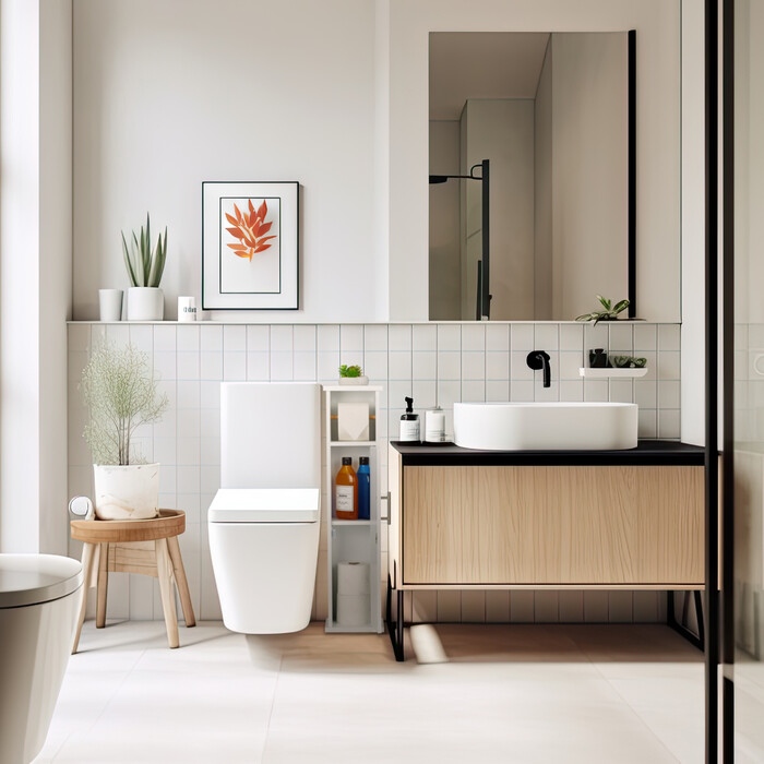 Relaxdays White Standing Toilet Paper Holder