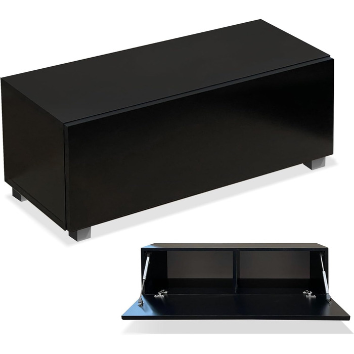 4housedesign® TV Board Lowboard Hanging | TV Cabinet Sideboard Living Room | Lowboard Living Room TV Shelf TV Board Hanging TV Cabinet TV 55 Inch - TV Lowboard Black Matt (200 (2x100), Black Matt)