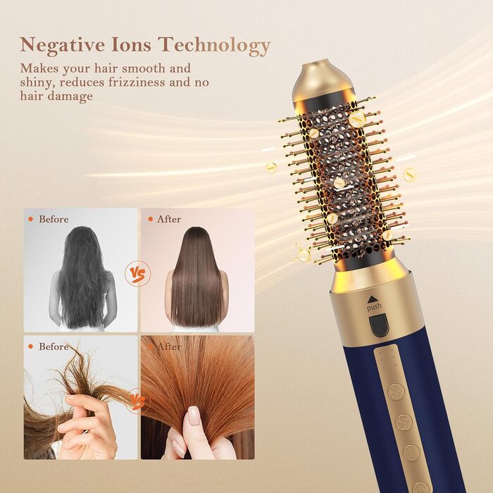 Мультистайлер для волосся 6-в-1: фен, плойка, круглі щітки, брашинг, термощітка, 1350W