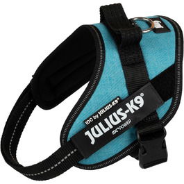Шлейка для собак IDC Powergeschirr, розмір S, блакитна - відбиваюча шлейка з лого-полем, регульована, дихаюча, з великою свободою рухів, сертифікована Oeko-TEX, для малих, середніх та великих собак.