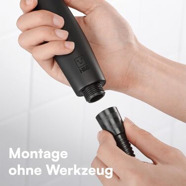 Насадка для душу H&S з високим тиском води - душова лійка з 5 режимами, хром, чорний