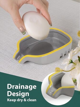 Керамічна мильниця BosilunLife з піддоном – неслизька підставка для мила, квадратна, сучасний мінімалізм для ванної, душу, кухні, умивальника (Сірий, Зелений)