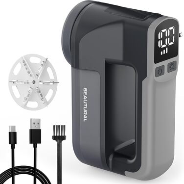 Машинка для видалення катишків Beautural: 3 швидкості, 6 лез, 1800mAh, LED, для одягу, меблів, ковдр, ворсу сірого кольору