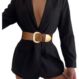 Жіночий широкий пояс-кушак WHIPPY з еластичною тканиною, 110 см, колір: коричневий (золотий), розмір: 94-114 см