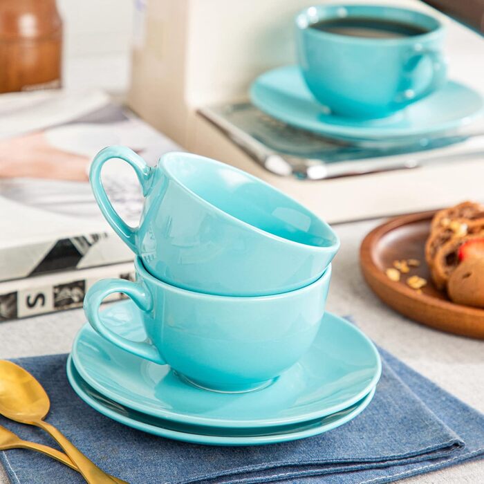 LOVECASA Кавовий сервіз з порцеляни, Sweet, 12-ти частинний (12 чашок з блюдцями), для 6 осіб, 230 мл, білий, VCP-CC13