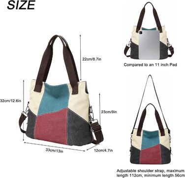 Сумка жіноча Canvas через плече Hobo великої місткості, повсякденна, для школи/шопінгу, ретро стиль (Червона)