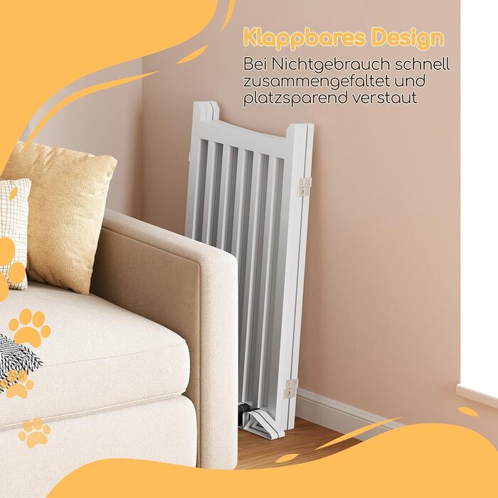 Захисне ґратка для собак Yaheetech, 90.5 x 201.5 см, 4 панелі, білий колір. Ідеально підходить для дому, кухні, проходу, каміну, печі.