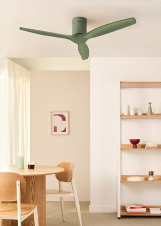 Вентилятор стельовий WINDCALM M з підсвіткою, Wi-Fi, пульт, 40W, Ø132см, 3 режими світла, таймер, літній/зимовий режим, шавковий зелений