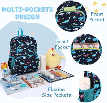 Дитячий рюкзак RAVUO для дівчаток та хлопчиків, шкільний рюкзак з нагрудним ременем, рюкзак для дітей 3-8 років, рюкзак у формі єдинорога/динозавра, для дошкільного віку та 1 класу