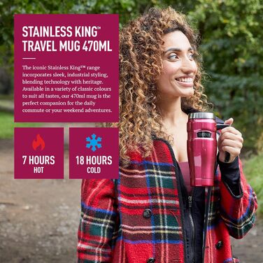 Термос König Travel Mug з нержавіючої сталі - Матовий чорний (470 мл) - Himbeere