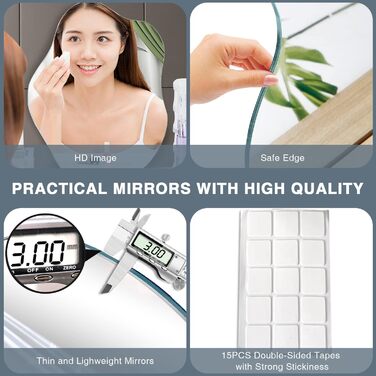 Круглий дзеркало на стіну без рамки 40 см, HD скло, сучасний дизайн. Самоклеючий, для ванної, вітальні, спальні, коридору.