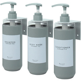 Набір дозаторів для душу GOYISEE, 3 шт. сірого кольору для мила та шампуню, аксесуари для ванної кімнати