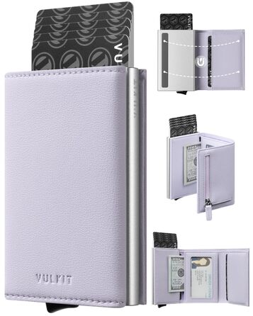 Гаманець жіночий шкіряний VULKIT з RFID захистом, лавандовий, автоматичний картхолдер, для кредиток та купюр