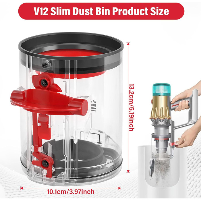 Контейнер для пилу AiLomey, замінна частина для пилососа Dyson V12 Detect Slim, V10 Digital Slim (№965272-01)