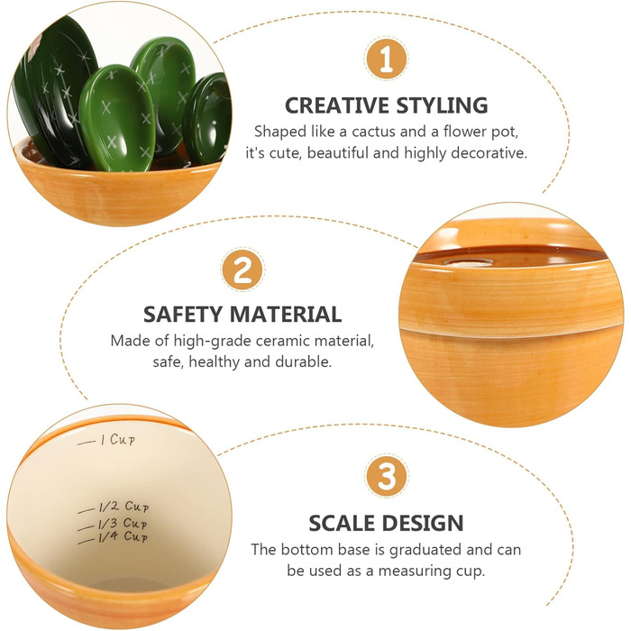Zerodeko 1 Piece Cactus Measuring Spoon Coffee Measuring Sugar Scoop Cactus Figurine Measuring Teaspoon Measuring Spoon Salt Spoon Measurement Sugar Spoon Flour Measuring Spoon Baking Tl Spice Milk Powder Ceramic