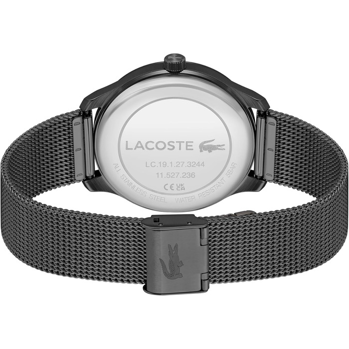Годинник Lacoste Lisbon чоловічий кварцовий, браслет з нержавіючої сталі (чорний)