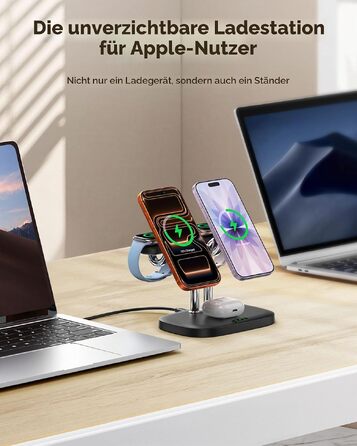 Універсальна зарядна станція 5 в 1 для 2 смартфонів iPhone та 2 Apple Watch, багатофункціональний зарядний пристрій