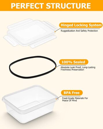 Набір контейнерів для зберігання продуктів 24 шт. з кришкою, герметичні, для кухні, 1L/0.84L/0.7L/0.55L/0.35L