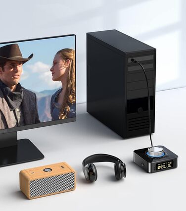 Bluetooth 5.0 Аудіоприймач: Stereo Receiver з LED дисплеєм, Aux/RCA виходи для TV, колонки, комп'ютер