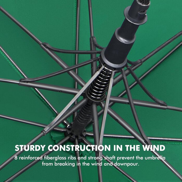 NINEMAX Парасолька велика, штормостійка, автоматична, для чоловіків та жінок, з подвійним покриттям, вентильована (зелена, XXL / 172 см)
