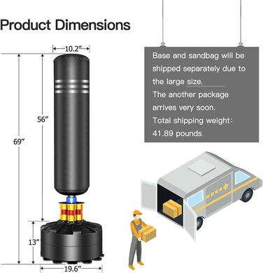 Стенд для боксерського мішка YOLEO, 175 см, чорний - мішок для ударів, тренажер для боксу