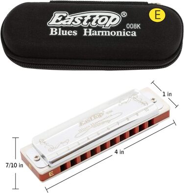 Гармоніка блюз East Top Diatonic 008K (E) - 10 отворів, 20 тонів, для дорослих, професіоналів та студентів