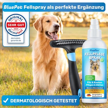 Феллентвіррер BluePet для довгошерстих собак та котів: щітка-розпушувач з двома рядами пінів. Розплутує, видаляє підшерстя та розгладжує довге волосся. Версія 1.0, блакитна