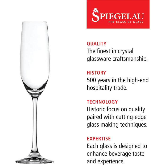 Кельхі для шампанського Spiegelau Salute, 210 мл, 4 шт, з кришталевого скла, придатні для миття в посудомийній машині