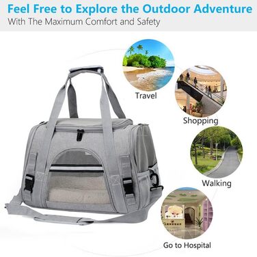 Транспортна переноска для собак та котів, складна, з м'якою підстилкою (сіра)