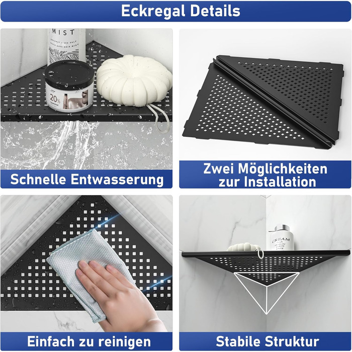 Поличка для душу Eck з нержавіючої сталі 304, стелаж для ванної кімнати з сітчастою конструкцією для плитки, вбудована поличка для ремонту ванної кімнати (щітка, 254 мм - 2 шт.) (305 мм - 2, чорний)