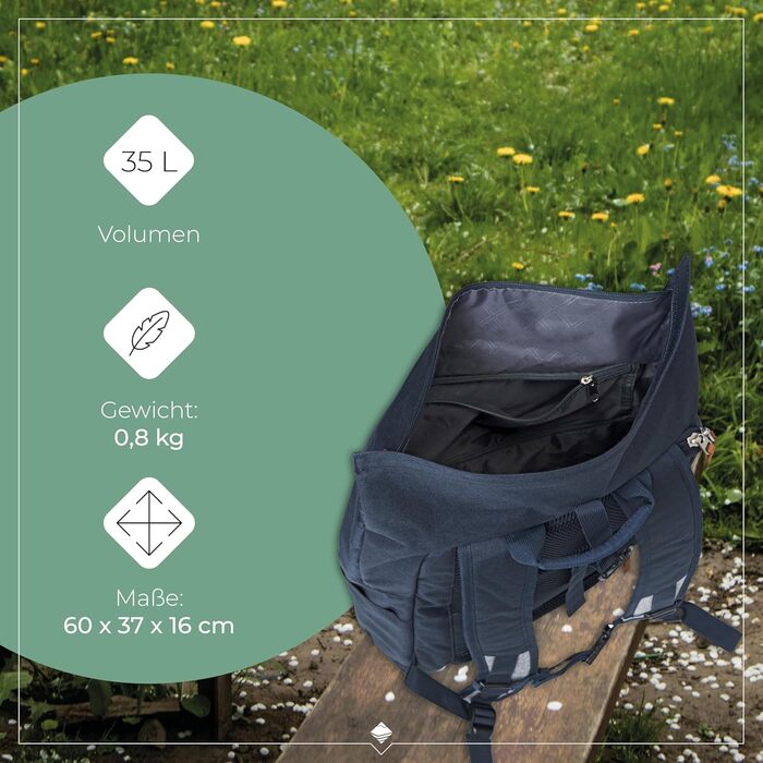 Рюкзак Travelite для ручної поклажі, рюкзак для ноутбука 15.6 дюймів, BASICS, туристичний рюкзак Rolltop, 60 см, 35 літрів, Marine/Gray