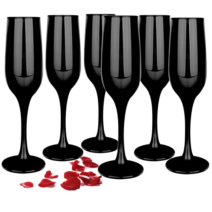 Набір келихів для шампанського, шампанського та просекко Glasmark Krosno, 6 шт., 200 мл, чорний