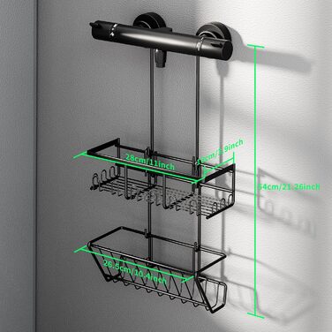 HouseUp Shower Shelf - Over the Door Hanging Shower Caddy - No Drilling Required - Black Shampoo Holder for Shower, Shower Basket, Bathroom Organizer, Shower Holder, Stainless Steel