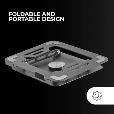 Підставка для ноутбука та планшета Mars Gaming MA-RSN, до 17 дюймів, регулювання висоти та нахилу, 360° обертання, сталева конструкція, неслизькі підкладки, складна та портативна, срібна