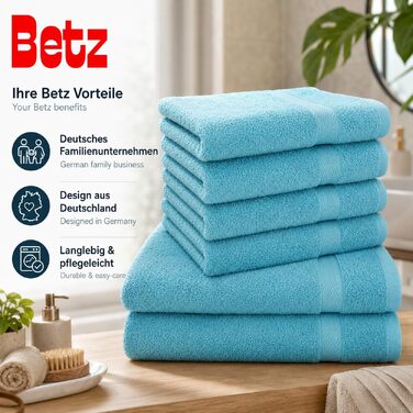 Набір махрових рушників Betz Premium 6 шт. (4 шт. 50x100 см, 2 шт. 70x140 см), 100% бавовна, колір Ocean — для ванної та гостей