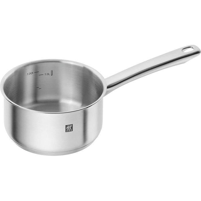 Набір каструль ZWILLING Flow, 5 предметів, з кришкою з термостійкого скла, для індукційних плит, не має покриття, з нержавіючої сталі, колір Black