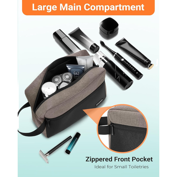 Чоловіча дорожня туалетна сумка, водонепроникна, з кишенею для гоління та ручкою, органайзер для косметики, для спортзалу, душу, ванної кімнати, подарунок для чоловіків, чорно-сіра (чорний & хакі)